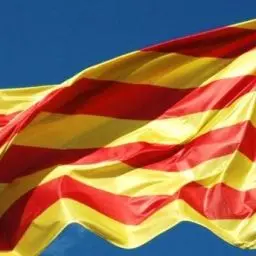 Bandera catalana 'senyera' ondeando en Tarragona durante la Diada, simbolizando el orgullo cultural.